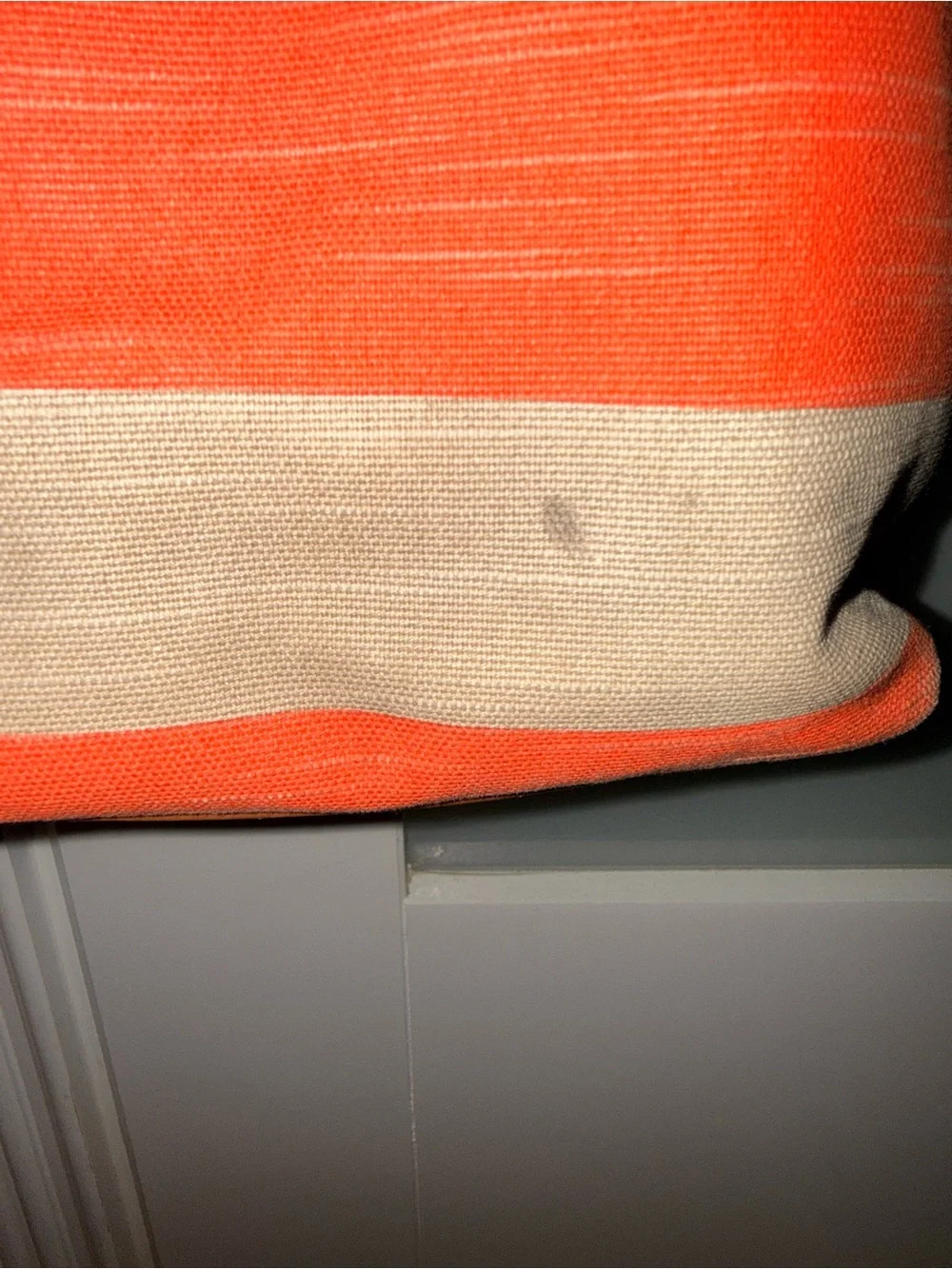 kate spade Orange and Beige Striped Canvas Tote with Brown Handles